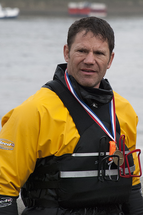 Steve Backshall completes the Devizes to Westminster International Canoe Race in April 2015